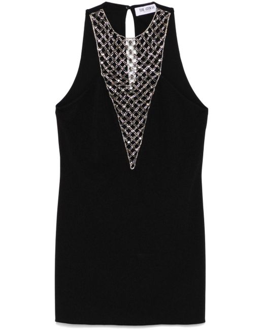 The Attico Black Bead-Embellished Mini Dress