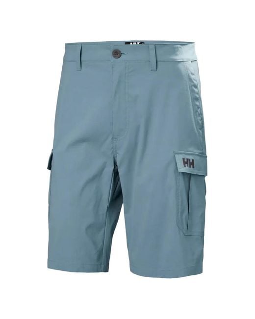 Helly Hansen Blue Logo-Patch Cargo Shorts for men