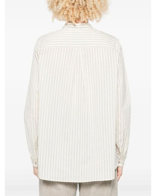 Apuntob White Stripe-Pattern Shirt