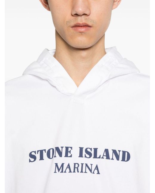 メンズ Stone Island ロゴ パーカー White