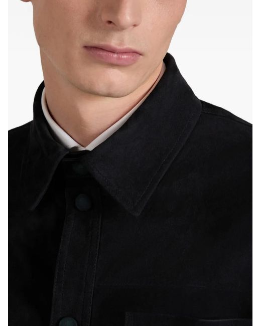 Slowear Blue Suede Overshirt for men