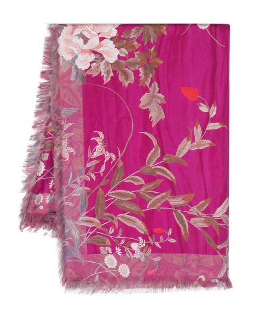 Pierre Louis Mascia Pink Aloe Floral-print Silk Scarf