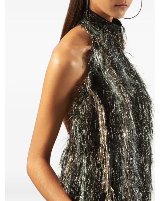 ‎Taller Marmo Sylvia Mini-Jurk Met Metallic Franje En Halternek in het Black