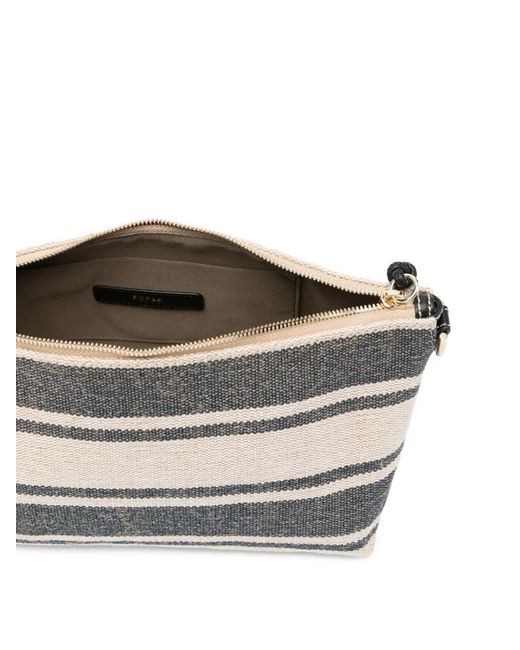 Furla Gray Striped Shoulder Bag