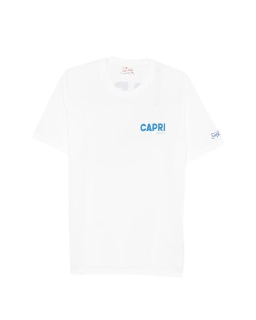 Mc2 Saint Barth White Graphic-Print Cotton T-Shirt for men