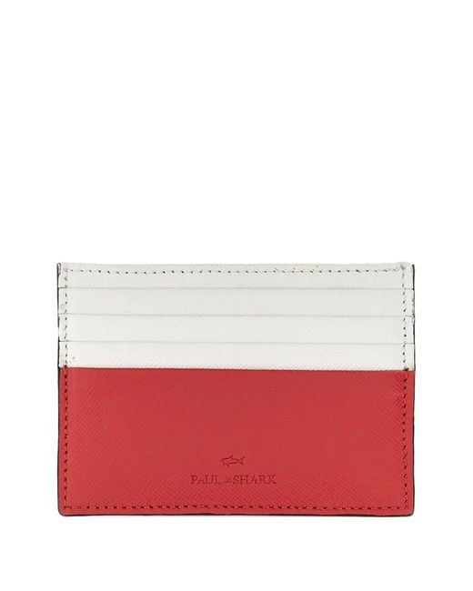 Paul & Shark Red Saffiano-Leather Card Holder for men