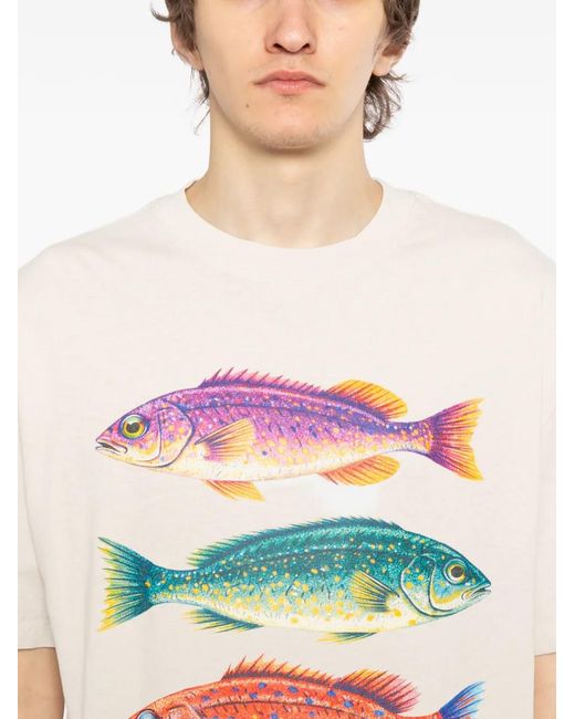 Melt White Fish-Print T-Shirt for men
