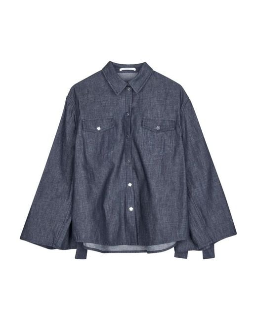 CECILIE BAHNSEN Blue Coral Bow-Embellishment Denim Shirt