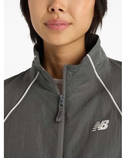 New Balance Gray Sport Legacy Piping-Detail Jacket
