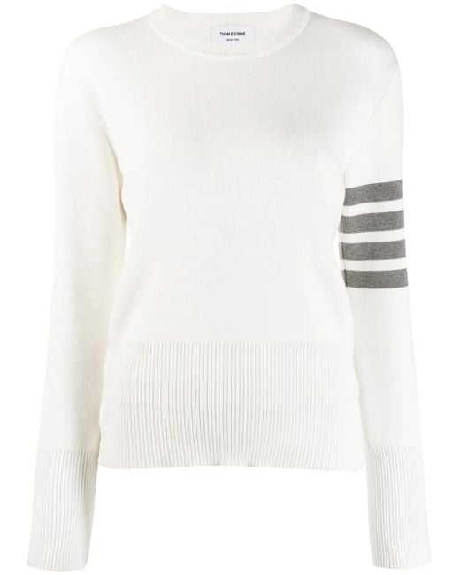 Thom Browne White 4-Bar Milano Stitch Jumper