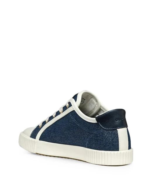 Geox Blue Lace-Up Panelled Sneakers