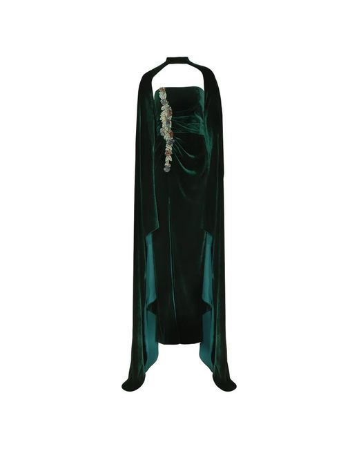 Costarellos Black Brisha Ruched Crystal-Detail Gown