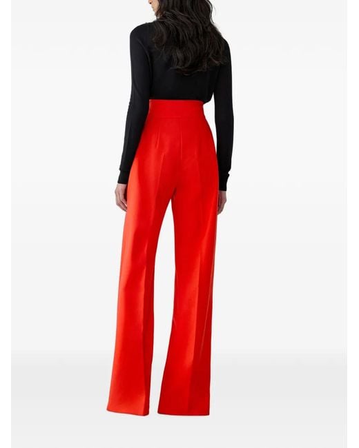 Carolina Herrera Red Diane Wide-Leg Trousers