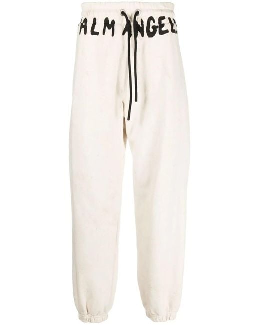 Palm Angels White Logo-print Cotton Track Pants for men