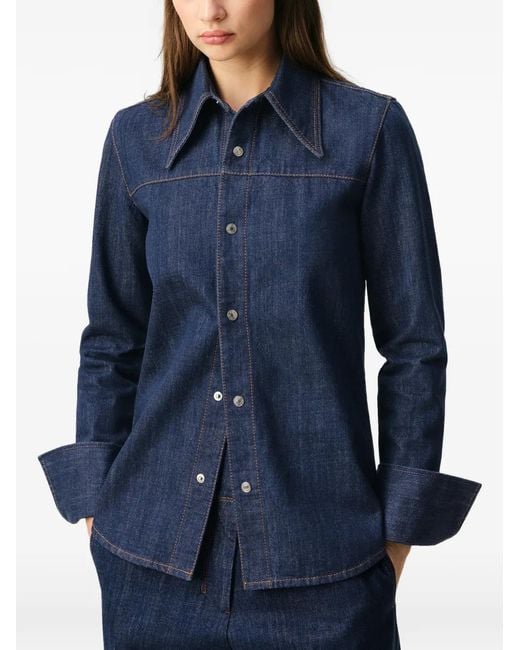 AMI Blue Sharp Collar Shirt