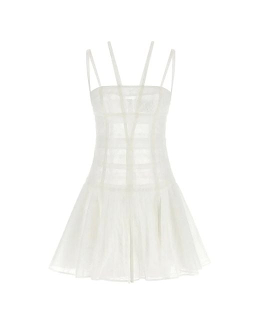 Giovanni bedin White Chantilly Lace Bustier Mini Dress