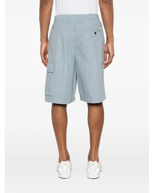 C P Company Blue Micro-Reps Boxy Lens Shorts for men