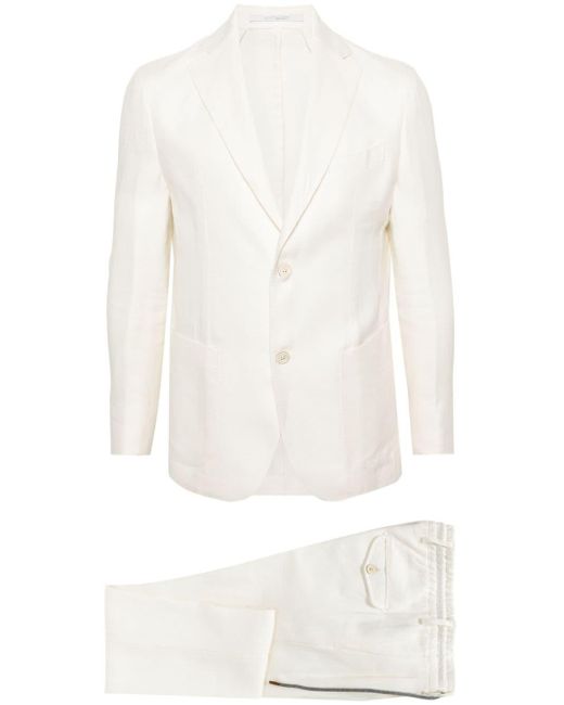 Eleventy White Single-breasted Linen Blend Suit for men