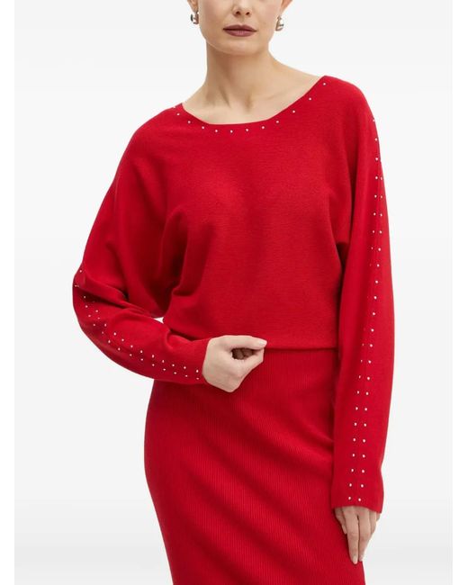 Morgan Red Studded Slit Maxi Dress