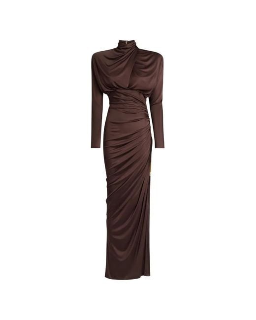 Balmain Brown Long Flowing Jersey Dress