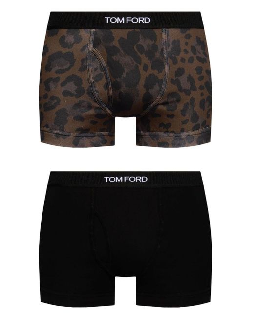 Tom Ford Black Logo-waistband Stretch-cotton Boxers (pack Of Two) for men