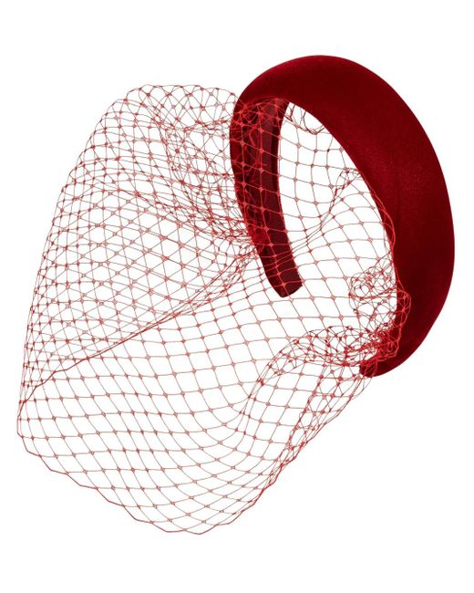 Jennifer Behr Red Kate Veil Velvet Headband