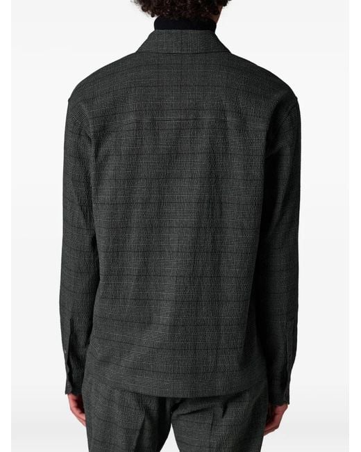 Paul Smith Black Check-Pattern Zip Shirt Jacket for men