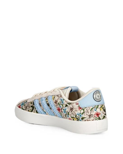 Adidas White X Farm Rio Vl Court 3.0 Floral-Print Sneakers
