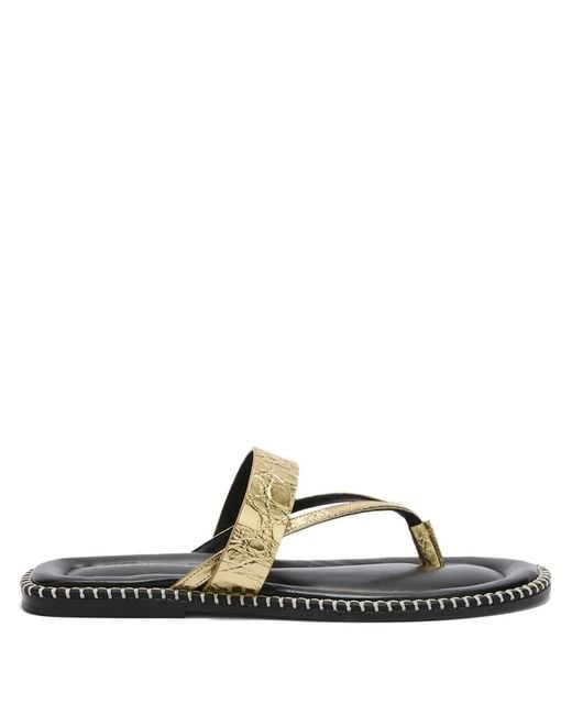 Dries Van Noten Metallic Textured-Strap Leather Sandals