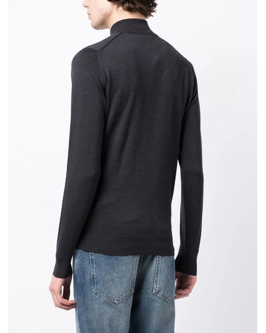 John Smedley Blue Barrow Zip Pullover Jumper for men
