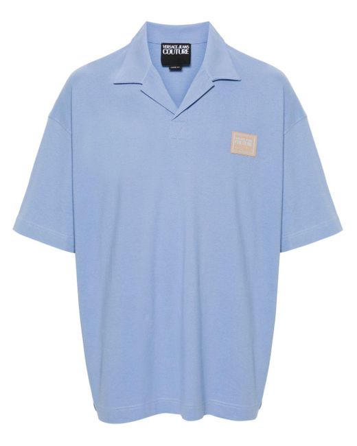 Versace Katoenen Poloshirt Met Logo-applicatie in het Blue voor heren