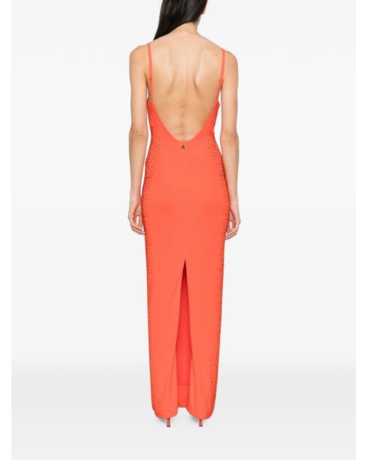 Patrizia Pepe Red Rhinestone-Embellished Maxi Dress