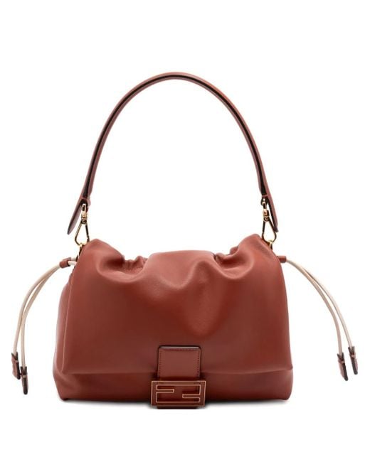 Sac Porté Épaule Mamma Baguette Médium À Plaque Logo Fendi en coloris Brown