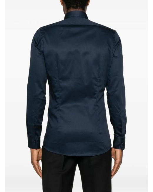 Carlo Pignatelli Blue Spread-Collar Slim-Fit Shirt for men