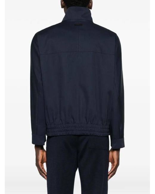 Lardini Blue Elasticated-Hem Bomber Jacket for men