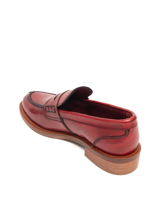 SOMMET Red Penny Leather Loafers