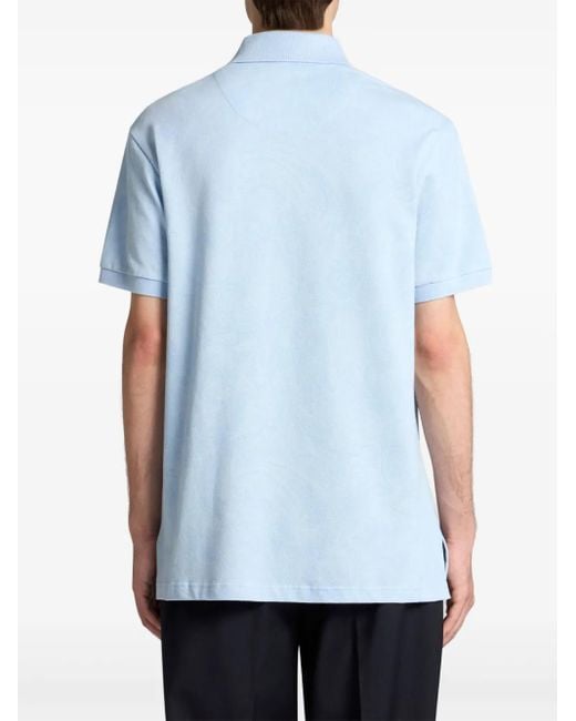 Etro Blue Tonal Paisley Print Polo Shirt for men