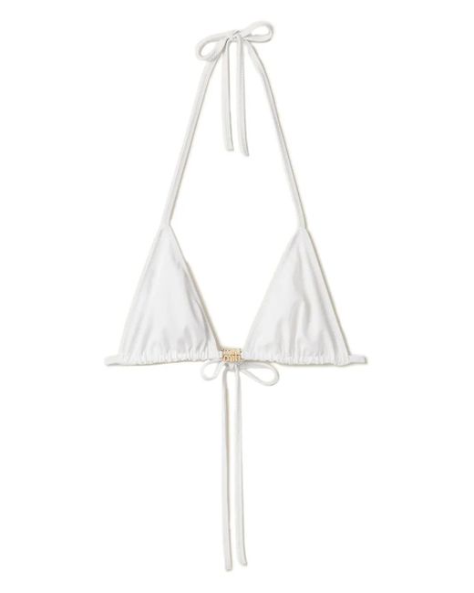 Miu Miu White Triangle-Cup Bikini Top