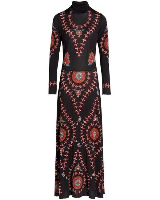 Giambattista Valli Red Silk Road Maxi Dress