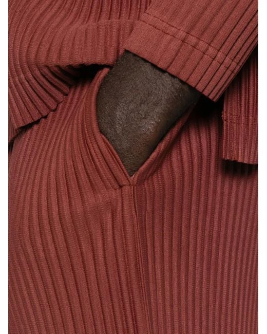 Homme Plissé Issey Miyake Red Pleated Cropped Trousers for men