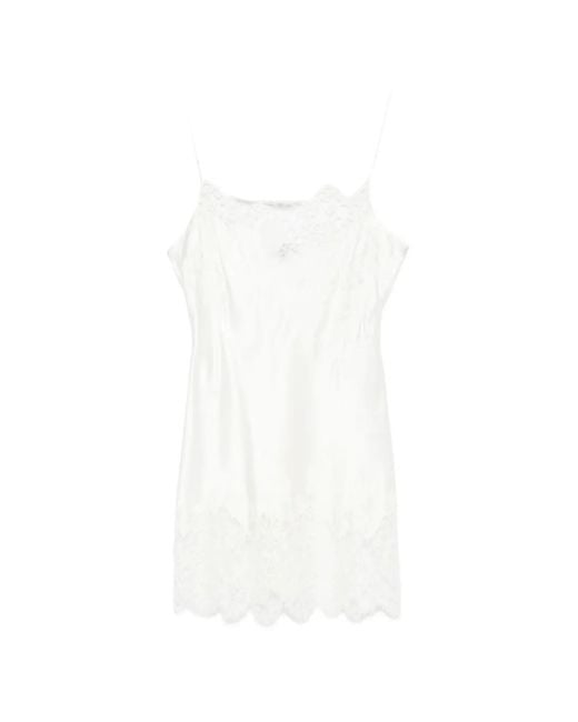 Carine Gilson White Lace Straight-Neckline Slip
