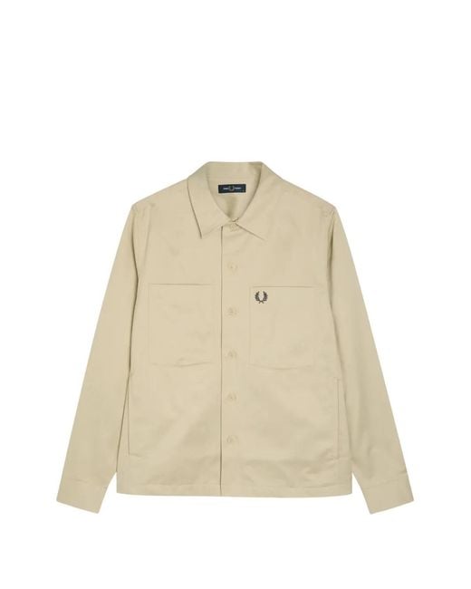 Fred Perry Natural Logo-Embroidered Shirt Jacket for men