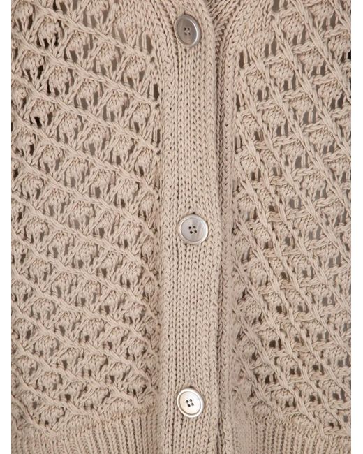 ELY ELY Natural Button Openwork Cardigan