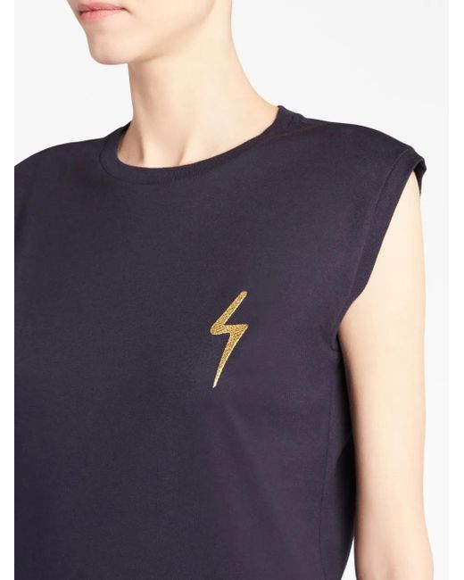 Giuseppe Zanotti Blue Ursella Logo-Embroidered Sleeveless Cotton Tank Top