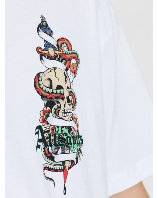 AllSaints White T-Shirt À Motif Serpent Et Tête De Mort for men