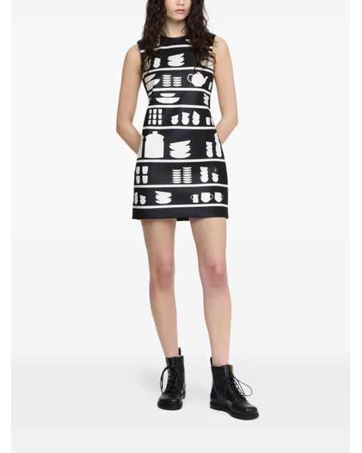 J.W. Anderson Black Pottery-Print Mini Dress