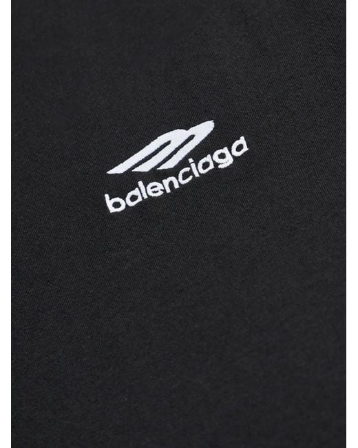 Balenciaga Black Logo-Embroidered T-Shirt for men