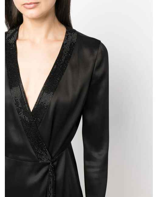 Giorgio Armani Black Shiret Crystal-Embellished Silk Top