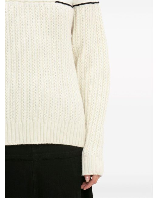 Victoria Beckham White Collar-detail Wool Jumper