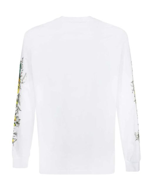 MSGM White Long-Sleeve Fruit-Print T-Shirt for men